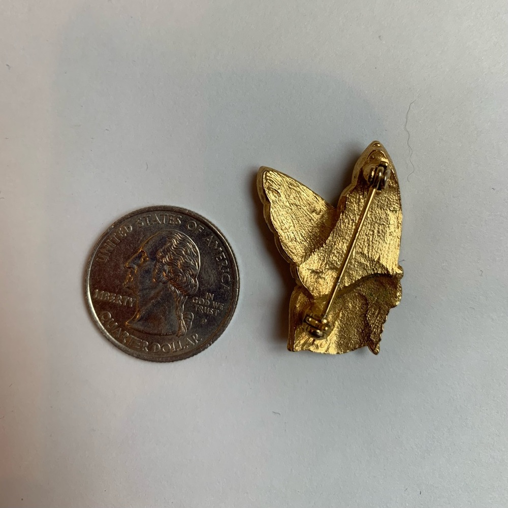 Lot of Two Butterfly Brooches Gold Tone Copper Colorful Enamel Vintage - Picture 3 of 6